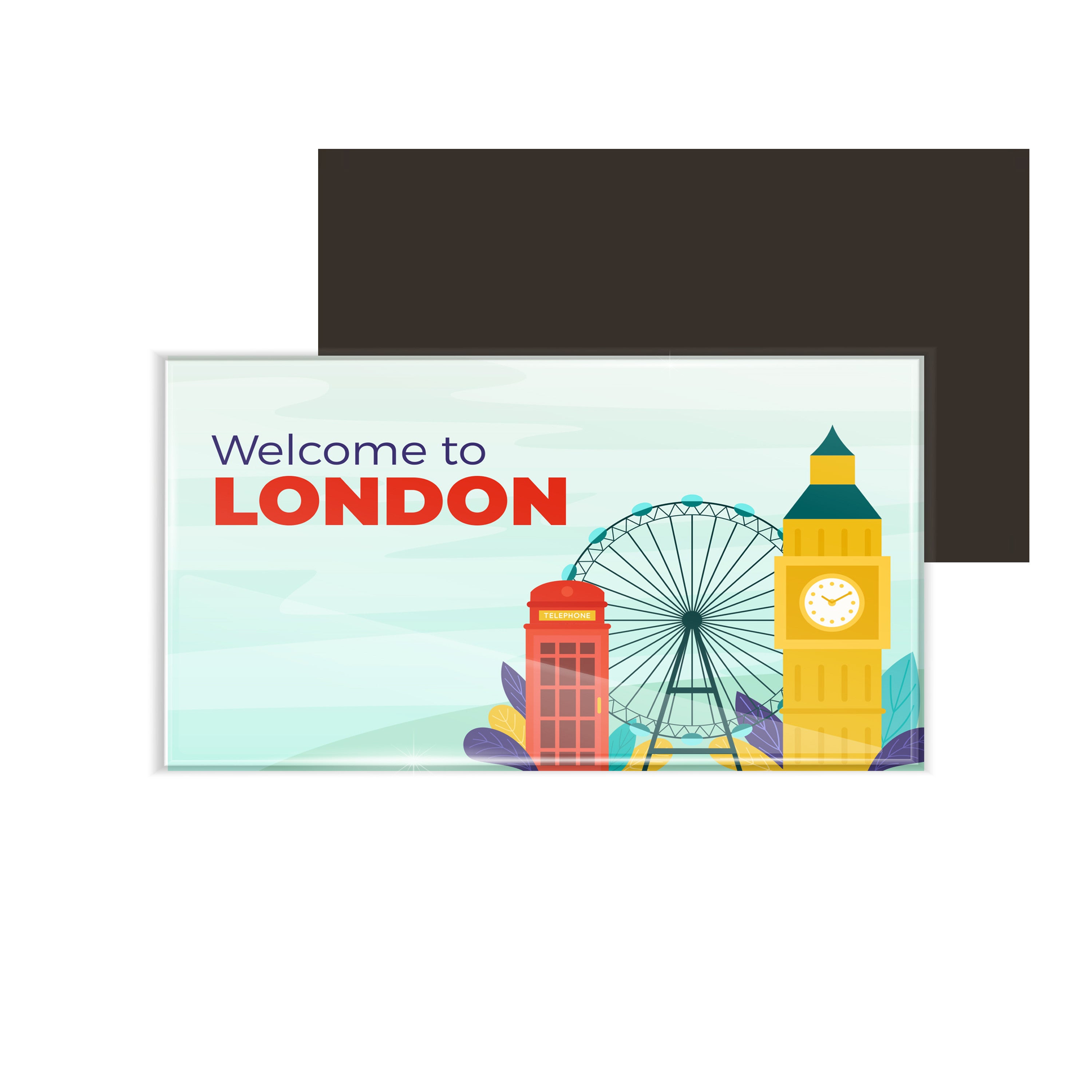 dhcrafts Fridge Magnet Rectangle Acrylic Glass (8.6 x 5.4 cm) Multicolor Travel London D2 Design Pack of 1